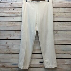 Fabrizio Gianni Ivory Straight Leg Pants Stretch Twill Tailored Minimalist 10